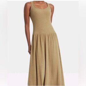 Women’s Ribbed Tank Maxi Dress Tan Brown L